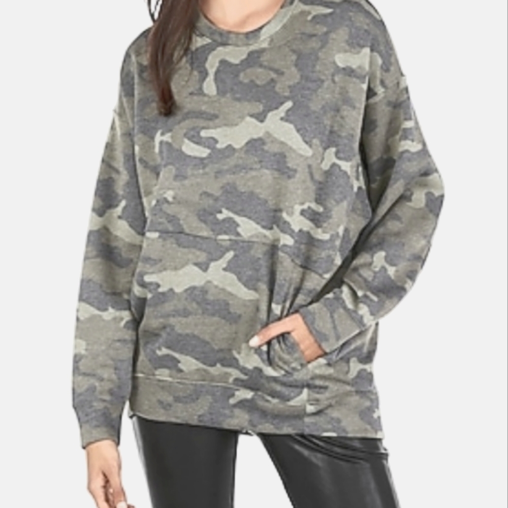 Express Camo Crewneck with Front Pocket